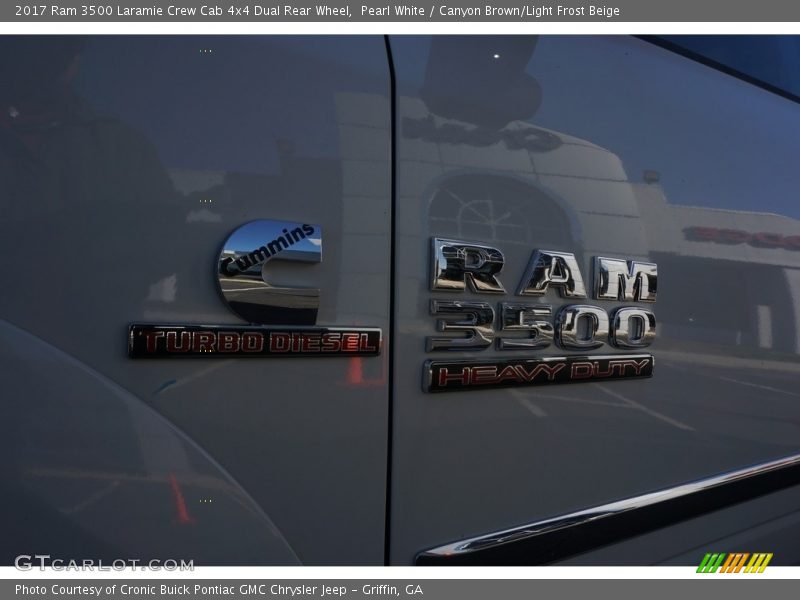 Pearl White / Canyon Brown/Light Frost Beige 2017 Ram 3500 Laramie Crew Cab 4x4 Dual Rear Wheel