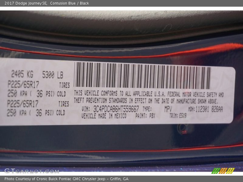 Contusion Blue / Black 2017 Dodge Journey SE