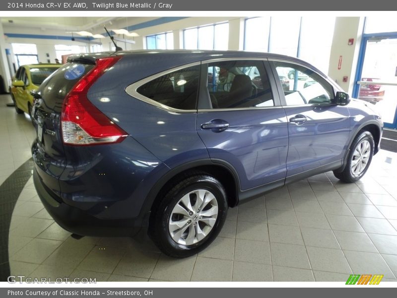 Twilight Blue Metallic / Gray 2014 Honda CR-V EX AWD
