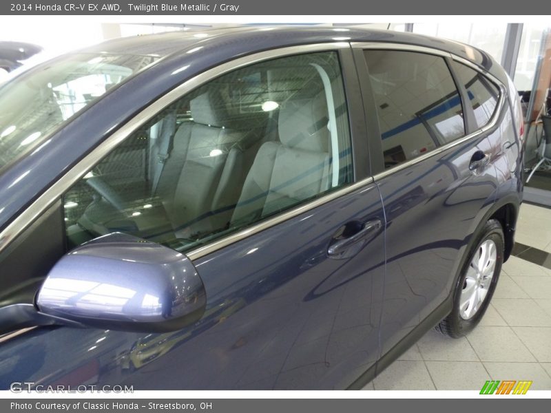 Twilight Blue Metallic / Gray 2014 Honda CR-V EX AWD