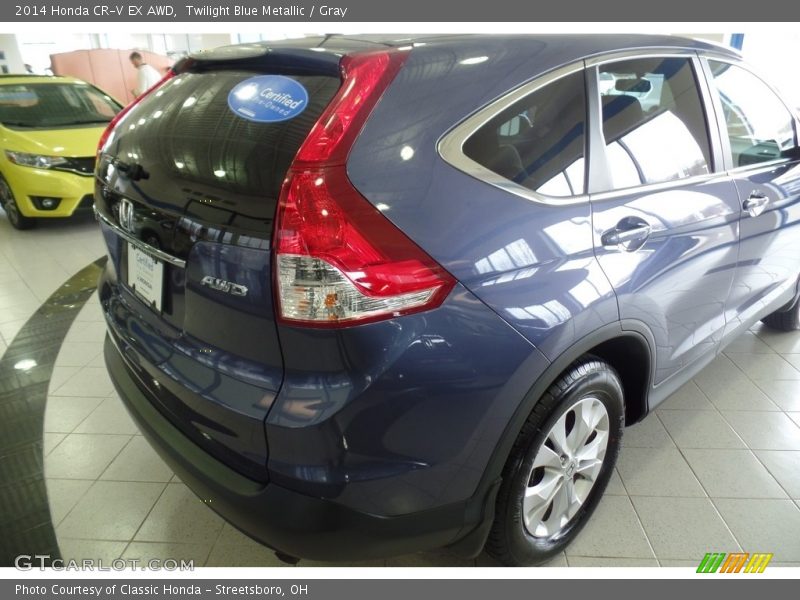 Twilight Blue Metallic / Gray 2014 Honda CR-V EX AWD