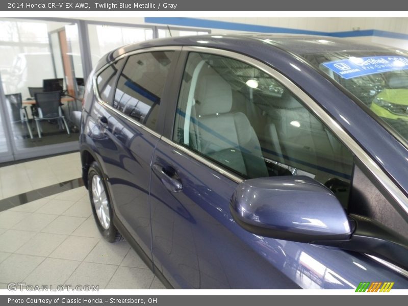 Twilight Blue Metallic / Gray 2014 Honda CR-V EX AWD