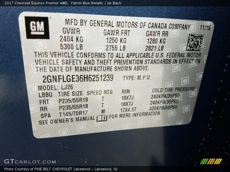 Patriot Blue Metallic / Jet Black 2017 Chevrolet Equinox Premier AWD