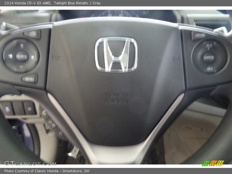 Twilight Blue Metallic / Gray 2014 Honda CR-V EX AWD