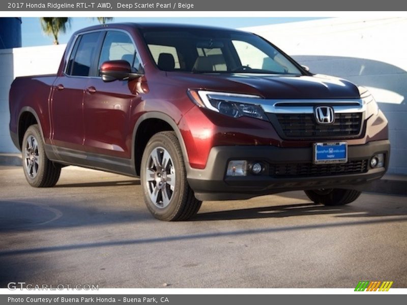 Deep Scarlet Pearl / Beige 2017 Honda Ridgeline RTL-T AWD