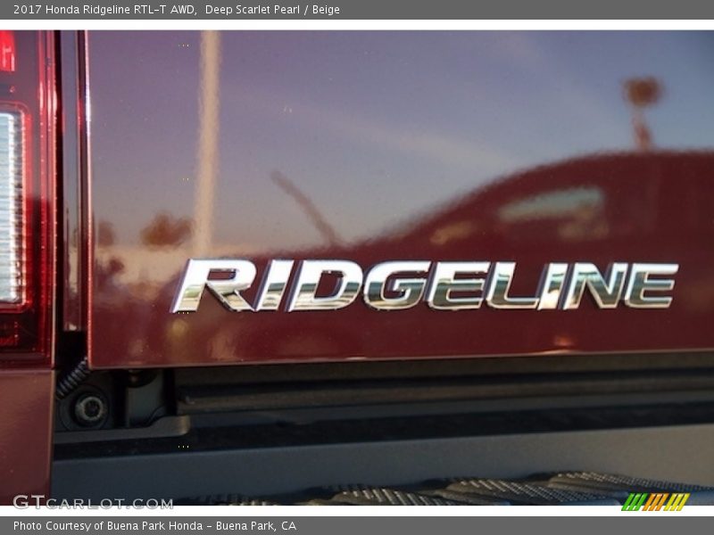 Deep Scarlet Pearl / Beige 2017 Honda Ridgeline RTL-T AWD