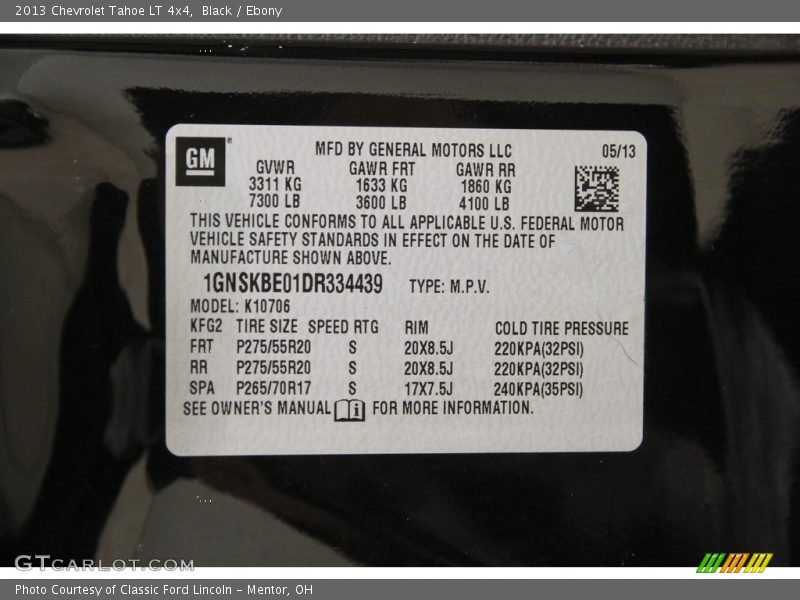 Black / Ebony 2013 Chevrolet Tahoe LT 4x4