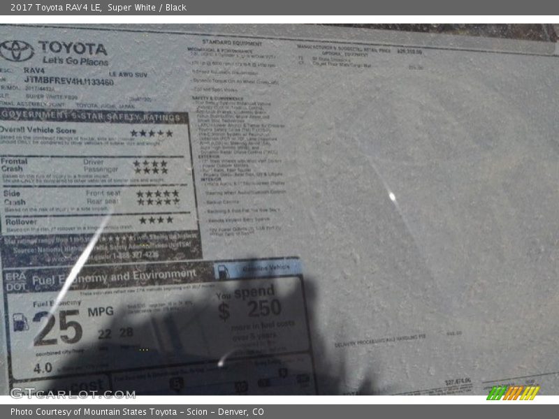 Super White / Black 2017 Toyota RAV4 LE