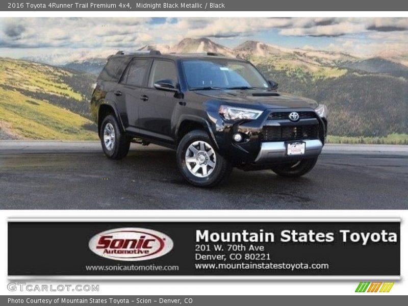 Midnight Black Metallic / Black 2016 Toyota 4Runner Trail Premium 4x4