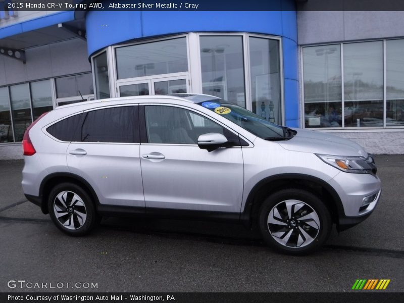 Alabaster Silver Metallic / Gray 2015 Honda CR-V Touring AWD