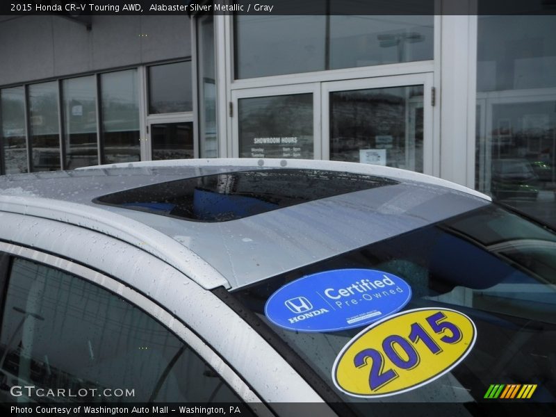 Alabaster Silver Metallic / Gray 2015 Honda CR-V Touring AWD