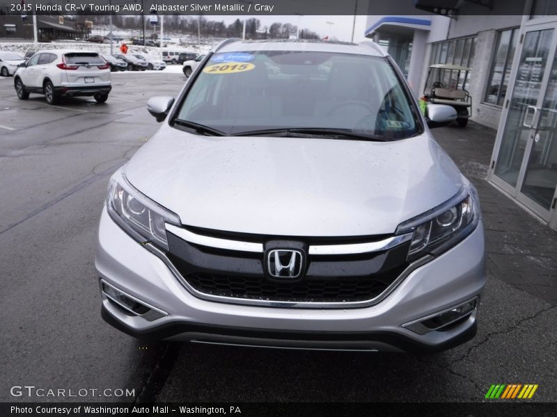 Alabaster Silver Metallic / Gray 2015 Honda CR-V Touring AWD