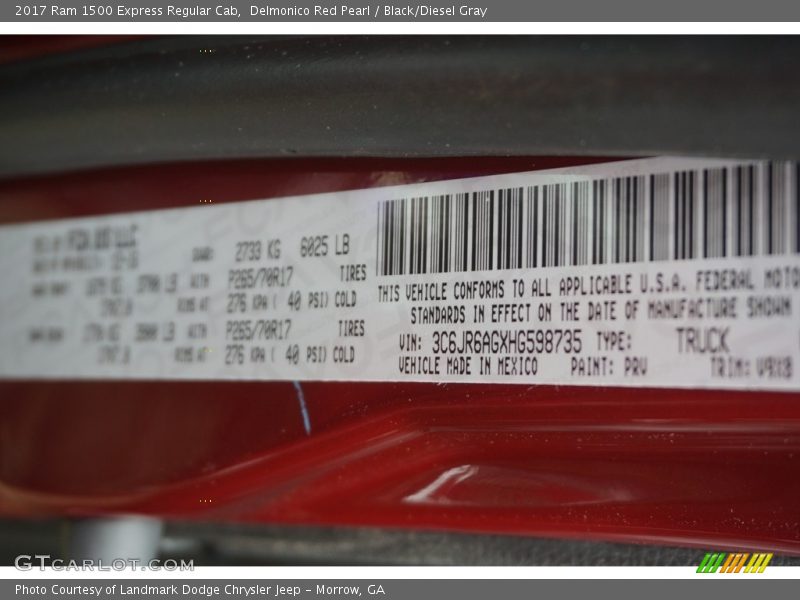 2017 1500 Express Regular Cab Delmonico Red Pearl Color Code PRV