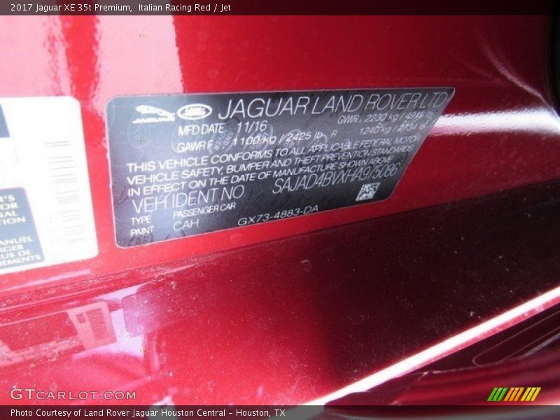 Italian Racing Red / Jet 2017 Jaguar XE 35t Premium