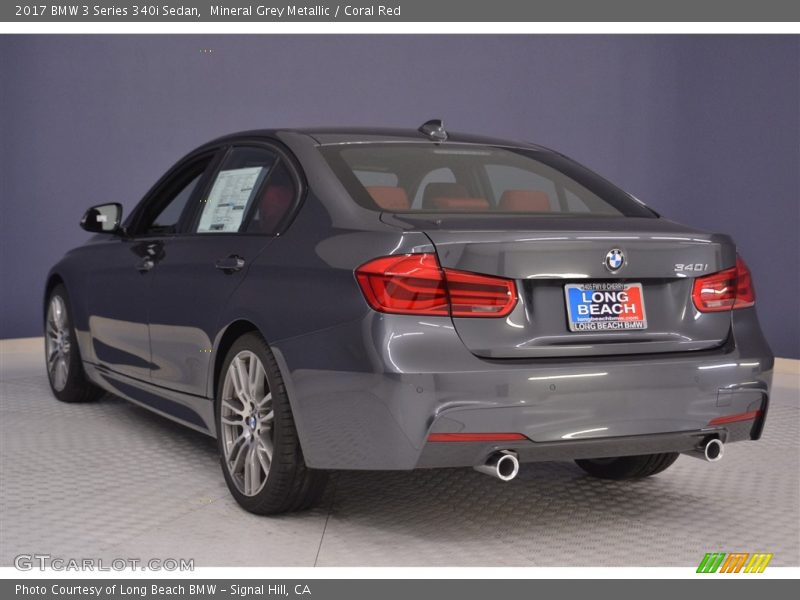 Mineral Grey Metallic / Coral Red 2017 BMW 3 Series 340i Sedan