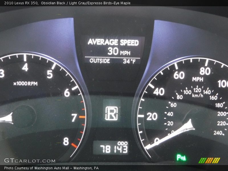 Obsidian Black / Light Gray/Espresso Birds-Eye Maple 2010 Lexus RX 350