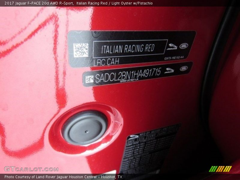 2017 F-PACE 20d AWD R-Sport Italian Racing Red Color Code CAH
