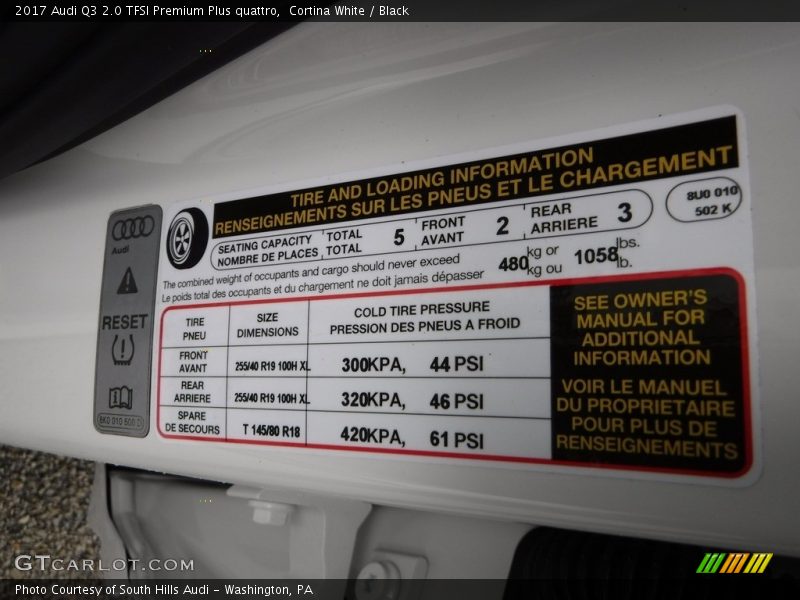 Info Tag of 2017 Q3 2.0 TFSI Premium Plus quattro