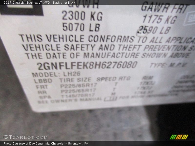 Black / Jet Black 2017 Chevrolet Equinox LT AWD