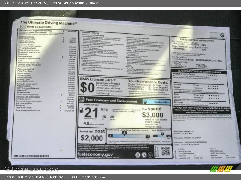 Space Gray Metallic / Black 2017 BMW X5 sDrive35i