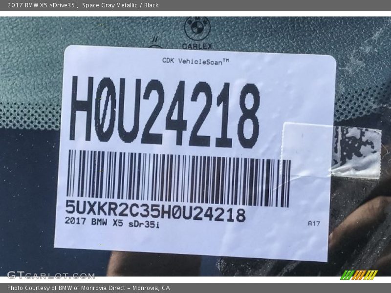 Space Gray Metallic / Black 2017 BMW X5 sDrive35i