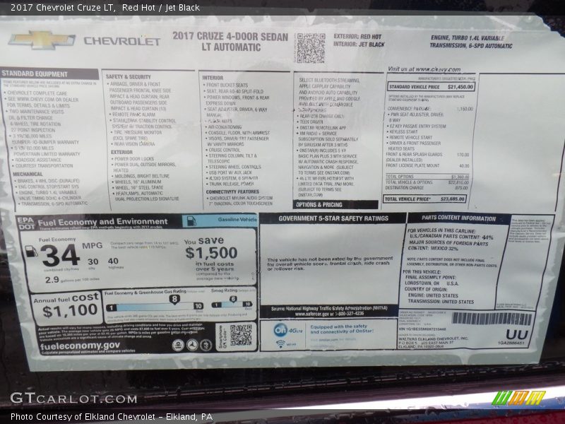 Red Hot / Jet Black 2017 Chevrolet Cruze LT