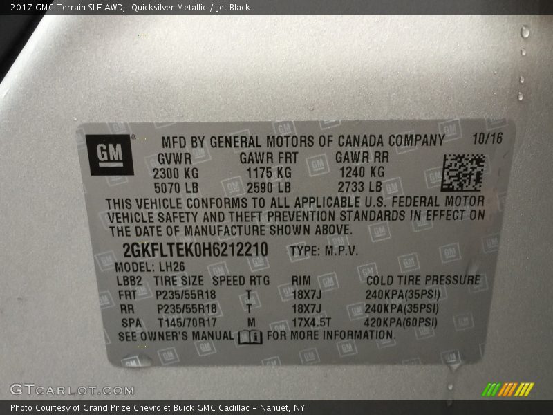 Quicksilver Metallic / Jet Black 2017 GMC Terrain SLE AWD