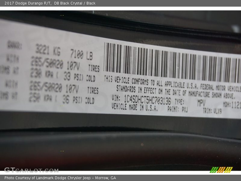 DB Black Crystal / Black 2017 Dodge Durango R/T