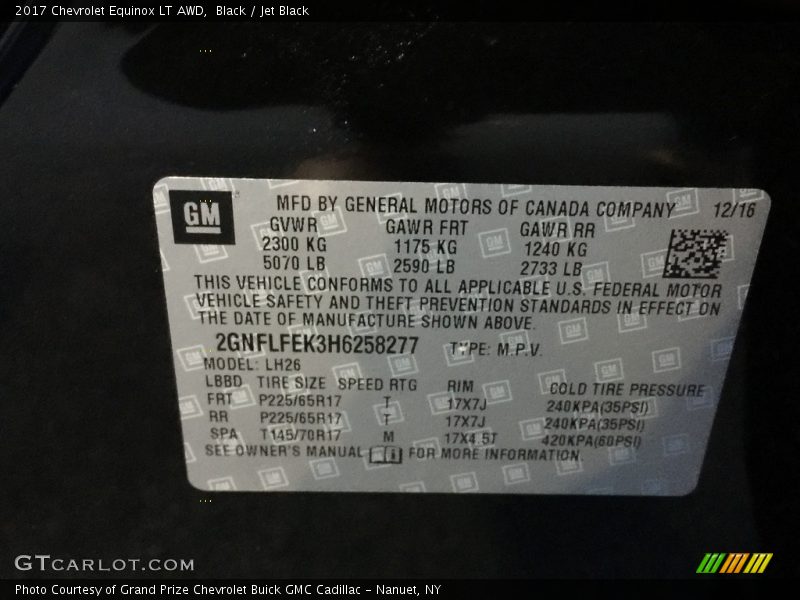 Black / Jet Black 2017 Chevrolet Equinox LT AWD