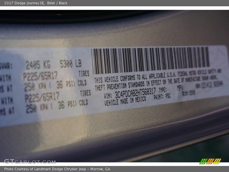 Billet / Black 2017 Dodge Journey SE