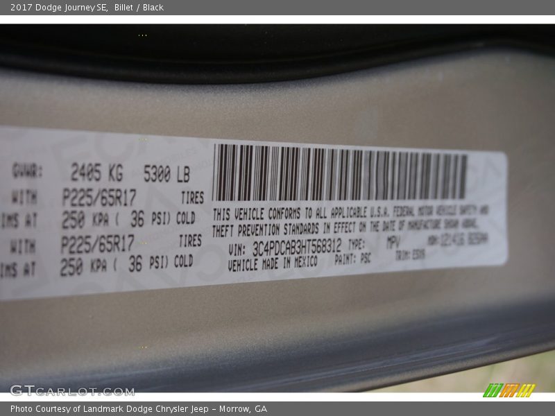 Billet / Black 2017 Dodge Journey SE