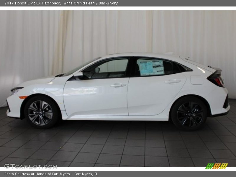 White Orchid Pearl / Black/Ivory 2017 Honda Civic EX Hatchback
