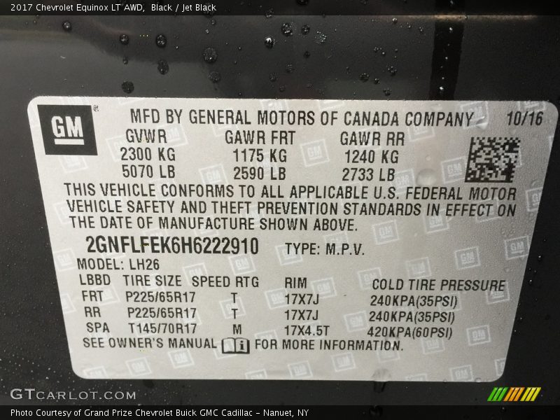Black / Jet Black 2017 Chevrolet Equinox LT AWD