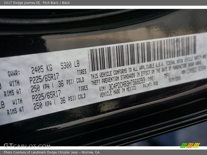 Pitch Black / Black 2017 Dodge Journey SE