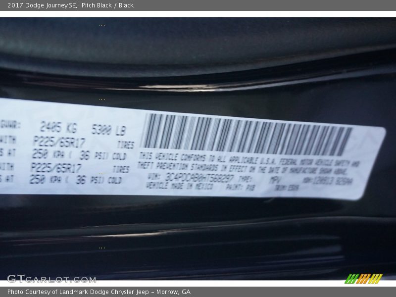 Pitch Black / Black 2017 Dodge Journey SE
