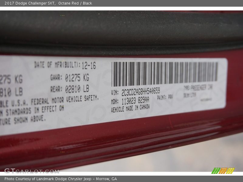 Octane Red / Black 2017 Dodge Challenger SXT