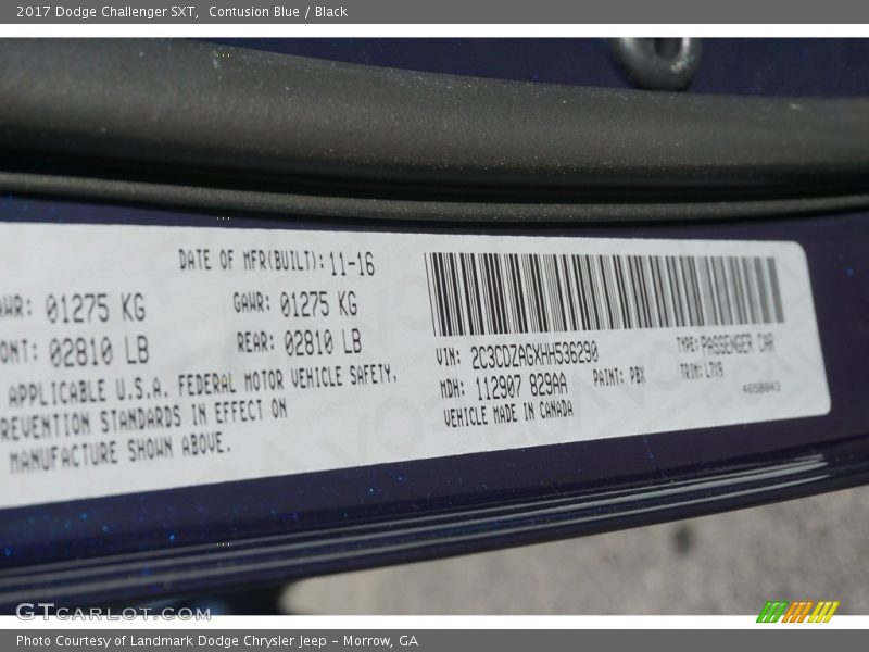 Contusion Blue / Black 2017 Dodge Challenger SXT