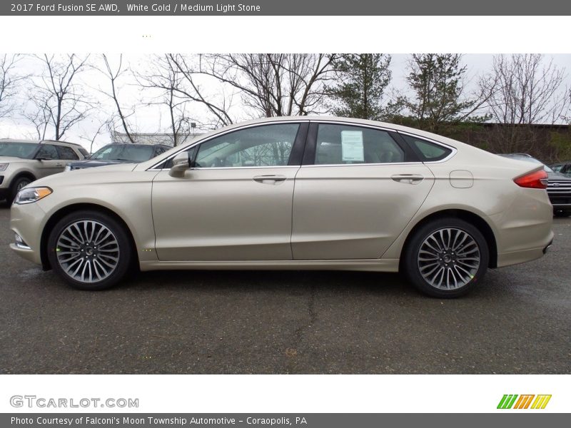 White Gold / Medium Light Stone 2017 Ford Fusion SE AWD