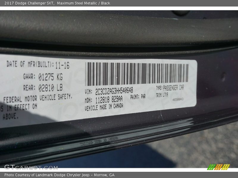 Maximum Steel Metallic / Black 2017 Dodge Challenger SXT