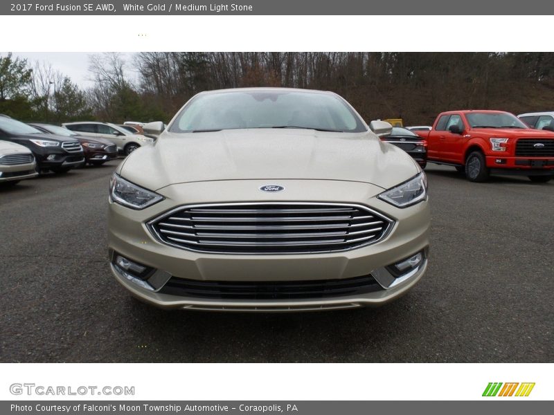 White Gold / Medium Light Stone 2017 Ford Fusion SE AWD
