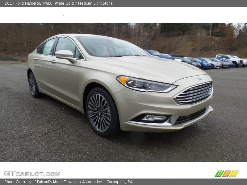 White Gold / Medium Light Stone 2017 Ford Fusion SE AWD
