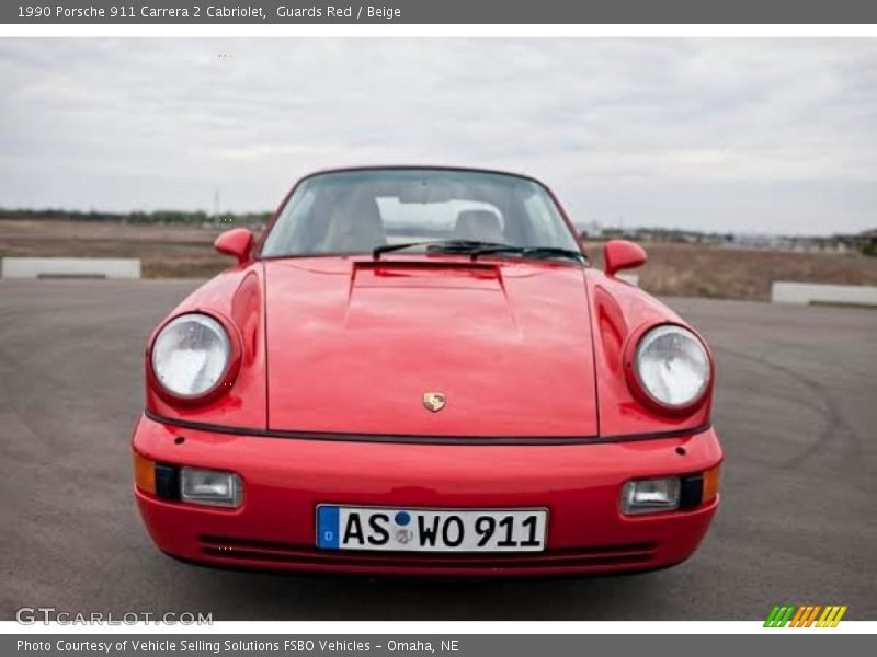 Guards Red / Beige 1990 Porsche 911 Carrera 2 Cabriolet