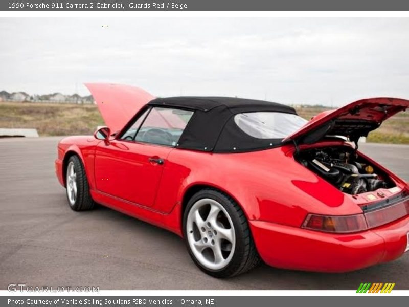 Guards Red / Beige 1990 Porsche 911 Carrera 2 Cabriolet
