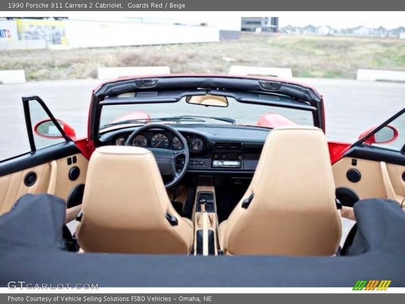 Guards Red / Beige 1990 Porsche 911 Carrera 2 Cabriolet