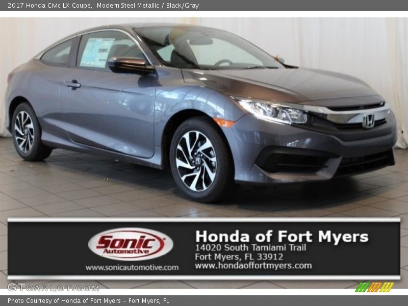 Modern Steel Metallic / Black/Gray 2017 Honda Civic LX Coupe