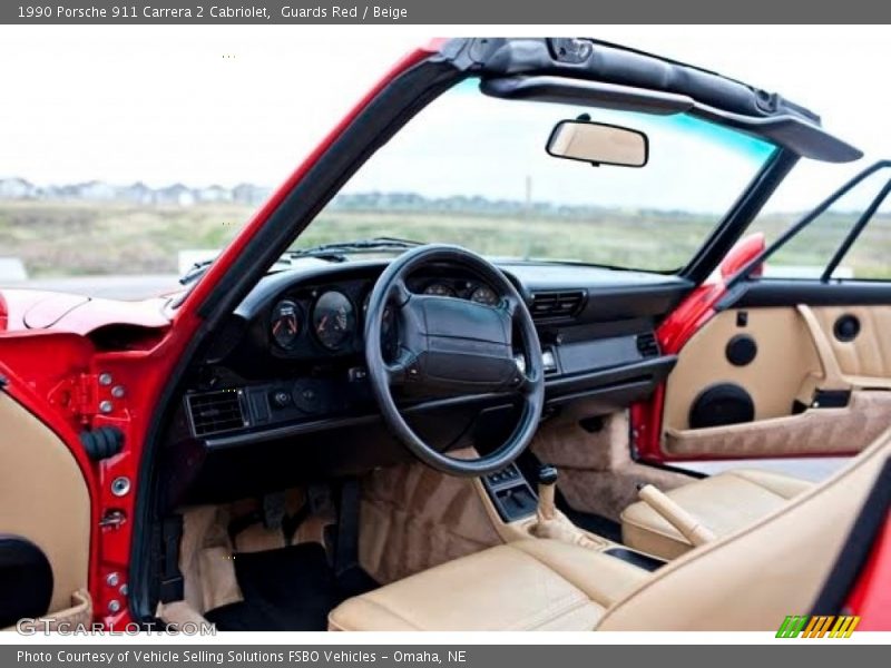 Guards Red / Beige 1990 Porsche 911 Carrera 2 Cabriolet