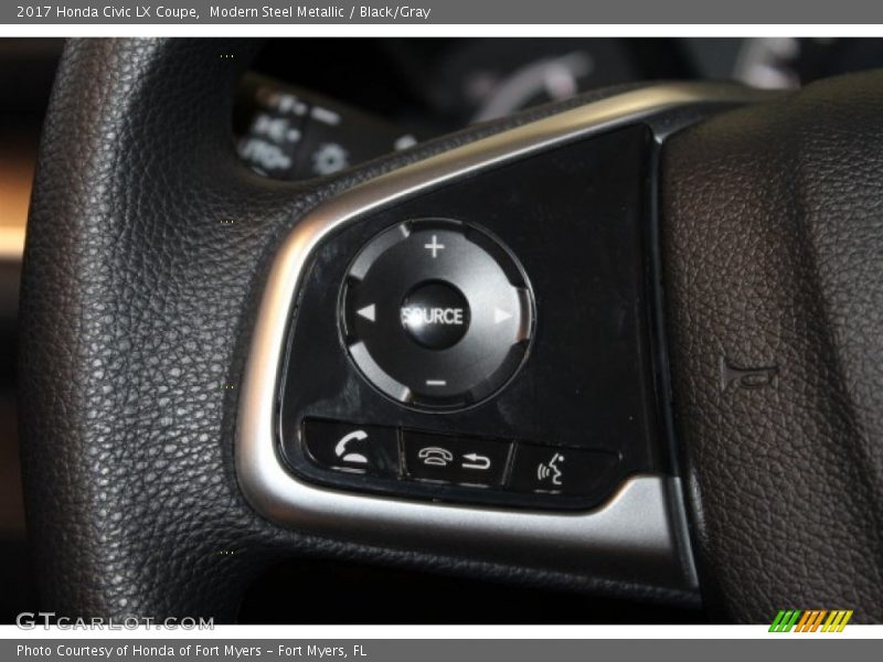 Modern Steel Metallic / Black/Gray 2017 Honda Civic LX Coupe