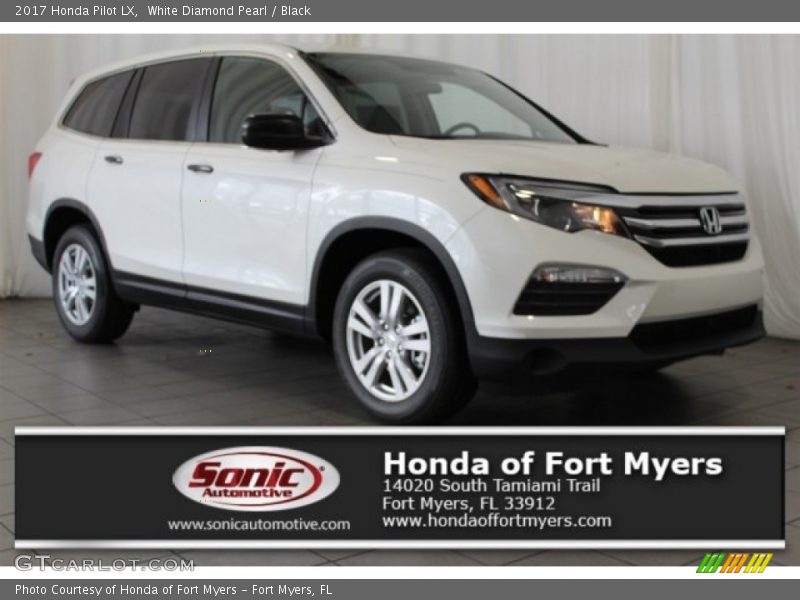 White Diamond Pearl / Black 2017 Honda Pilot LX
