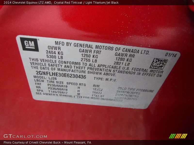 Crystal Red Tintcoat / Light Titanium/Jet Black 2014 Chevrolet Equinox LTZ AWD