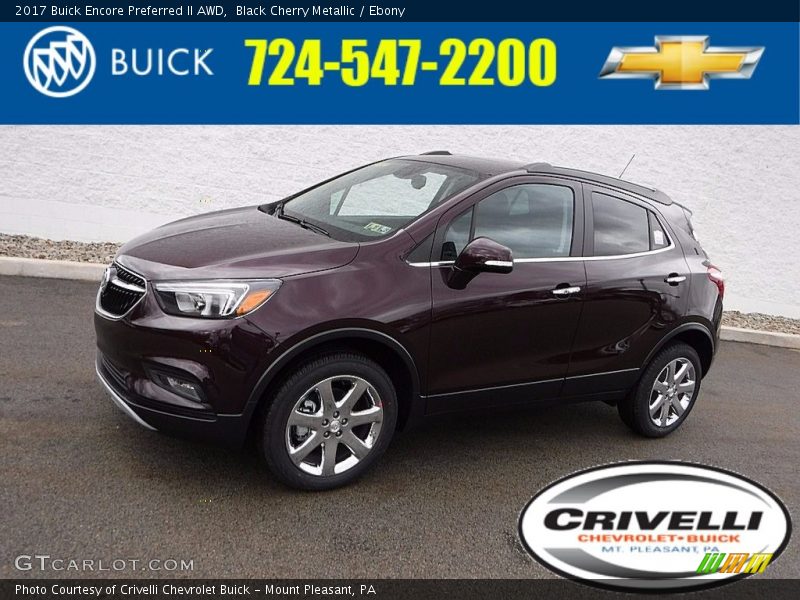 Black Cherry Metallic / Ebony 2017 Buick Encore Preferred II AWD